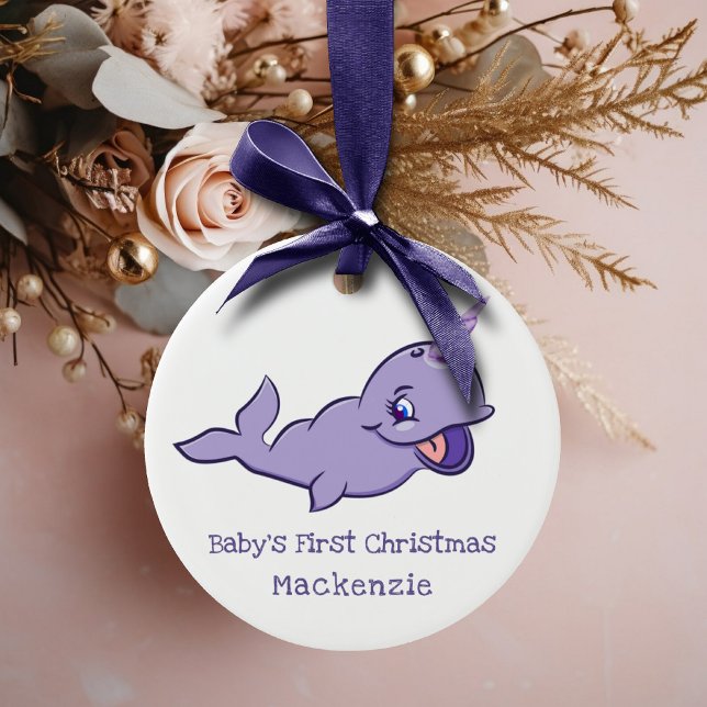 Narwhal Lila | Lavendel Magical Sea Unicorn Keramik Ornament (Von Creator hochgeladen)