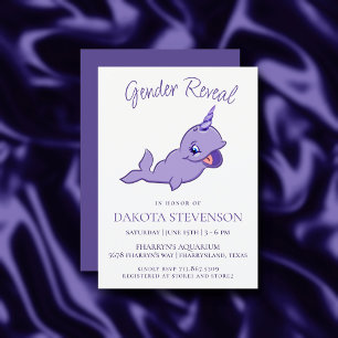 Narwhal Lila Violet Magical Sea Unicorn Dusche Einladung
