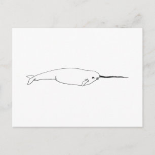 Narwhal (Linie Kunstillustration) Postkarte