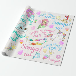 Narwhal, Mermaid, Personalisierter Name Unicorn, A Geschenkpapier