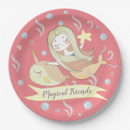 Narwhal Mermaid Starfish Whimsical Pink Fantasy Pappteller