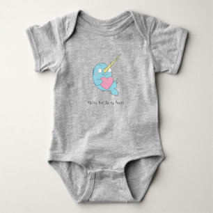 Narwhal mit Heart Baby Bodysuit Blue Strampler