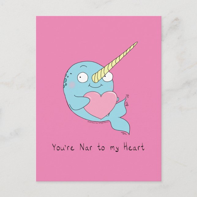 Narwhal mit Herz-Liebe Postkarte (Vorderseite)
