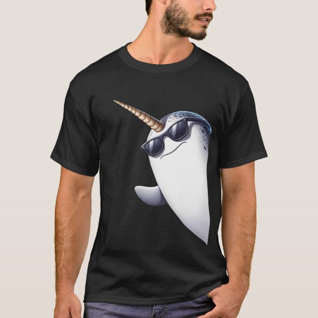 Narwhal mit Sonnenbrille Funny Say Hi T-Shirt (Vorderseite)