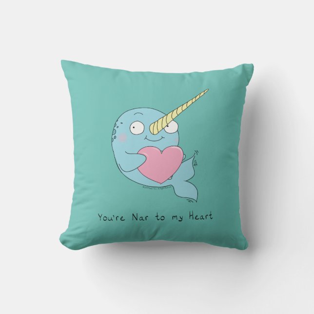 Narwhal mit Valentinstag Herzklopfen Kissen (Vorderseite)