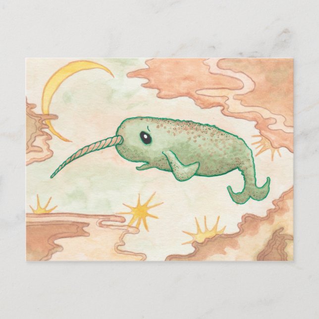 Narwhal & Moon Postkarte (Vorderseite)