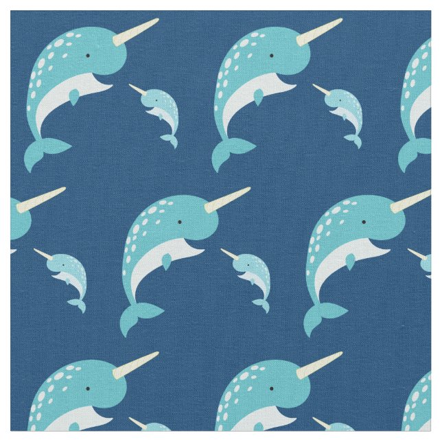 Narwhal Niedlich Cartoon Kinder Stoff (Nahaufnahme)