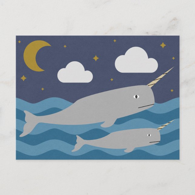 Narwhal Night Swim Postkarte (Vorderseite)