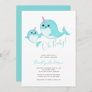 Narwhal Oh Baby Gender Neutral Baby Dusche Einladung