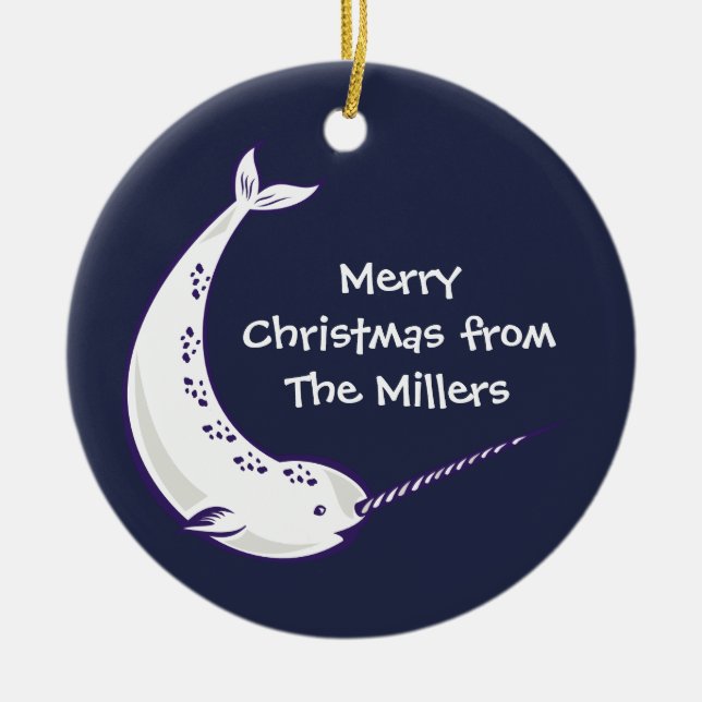 Narwhal personalisierte Foto-Weihnachtsverzierung Keramik Ornament (Vorne)