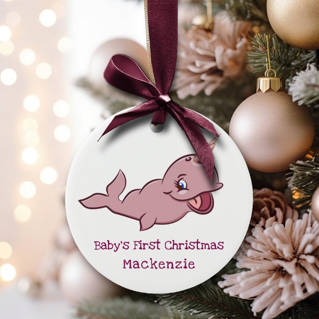 Narwhal Pink | Girly Kawaii Chibi Cartoon Keepake Keramik Ornament (Von Creator hochgeladen)