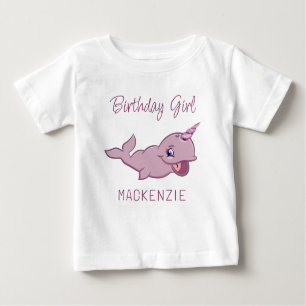 Narwhal Pink   Girly Kawaii Chibi Cartoon Tier Baby T-shirt