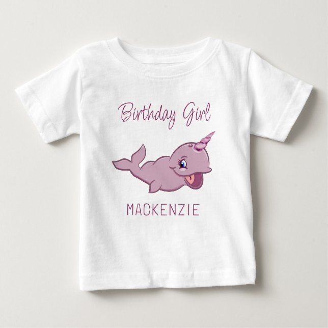 Narwhal Pink | Girly Kawaii Chibi Cartoon Tier Baby T-shirt (Vorderseite)