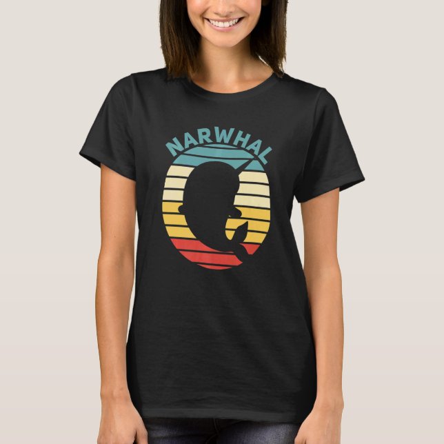 Narwhal Retro Sunset Unicorn of the Sea Narwhal T-Shirt (Vorderseite)