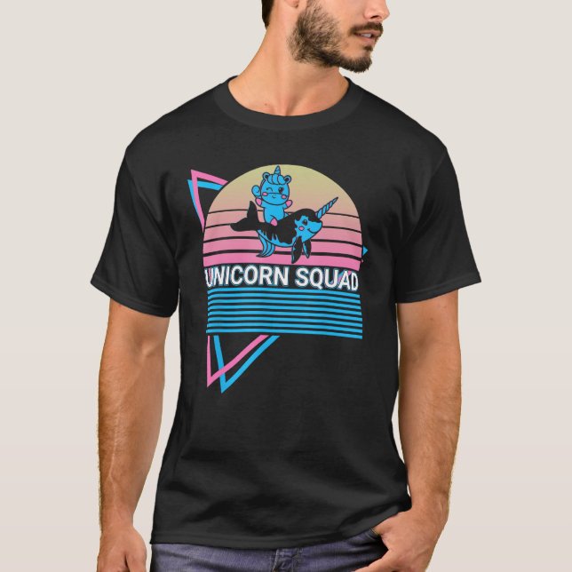 Narwhal Retro Unicorn T-Shirt (Vorderseite)