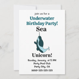 Narwhal Sea Unicorn Underwater Birthday Party Einladung