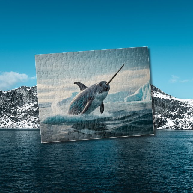 Narwhal springt aus arktischem Wasser Puzzle (Von Creator hochgeladen)