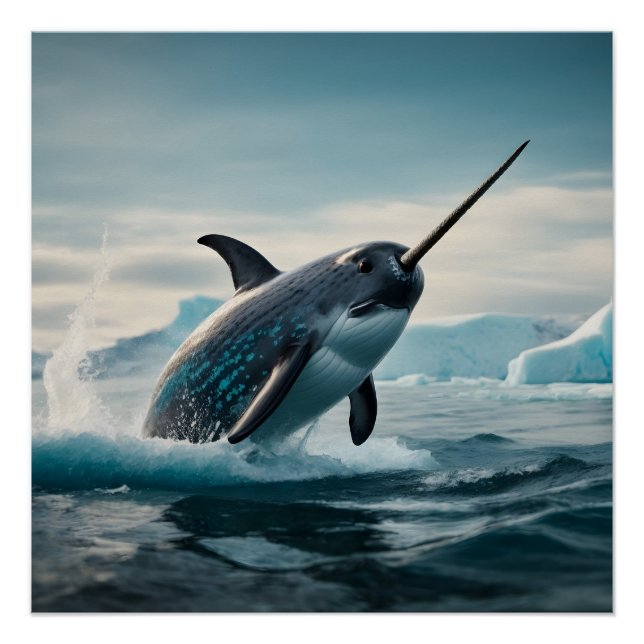 Narwhal springt aus dem Wasser Poster (Vorderseite)