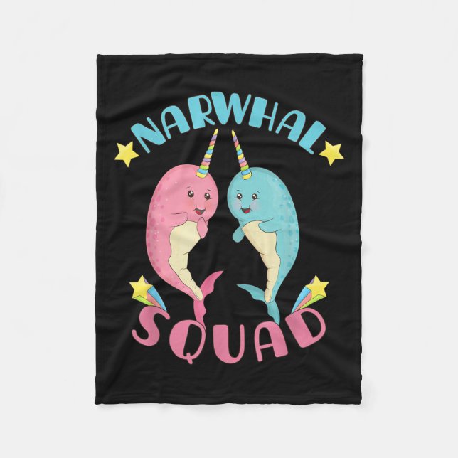 Narwhal Squad Niedlich Kawaii Narwhals Narwhale Fleecedecke (Vorderseite)