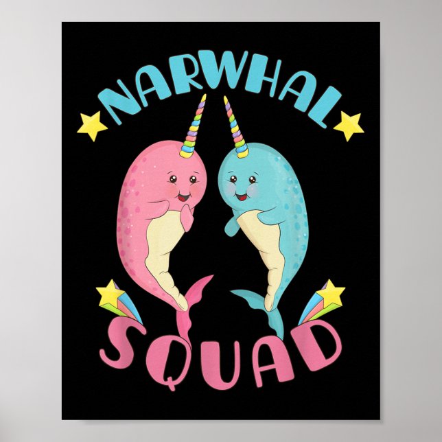 Narwhal Squad Niedlich Kawaii Narwhals Narwhale Poster (Vorne)
