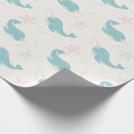Narwhal & Starfish Muster Weiß Geschenkpapier
