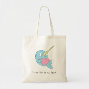 Narwhal umarmt einen HerzValentinstag Tragetasche