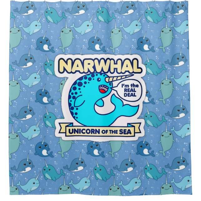 Narwhal Unicorn des Meeres Duschvorhang (Vorderseite)