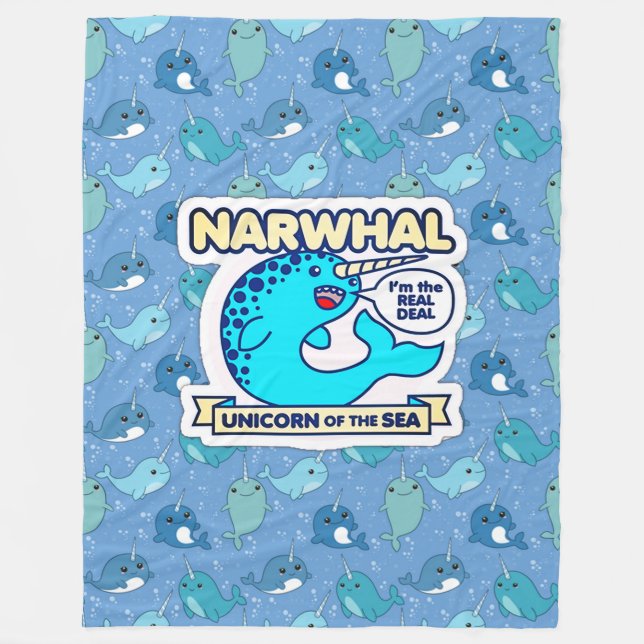 Narwhal Unicorn des Meeres Fleecedecke (Vorderseite)