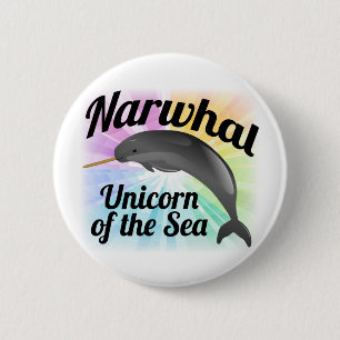 Narwhal Unicorn des Meeres, niedlicher Regenbogen Button