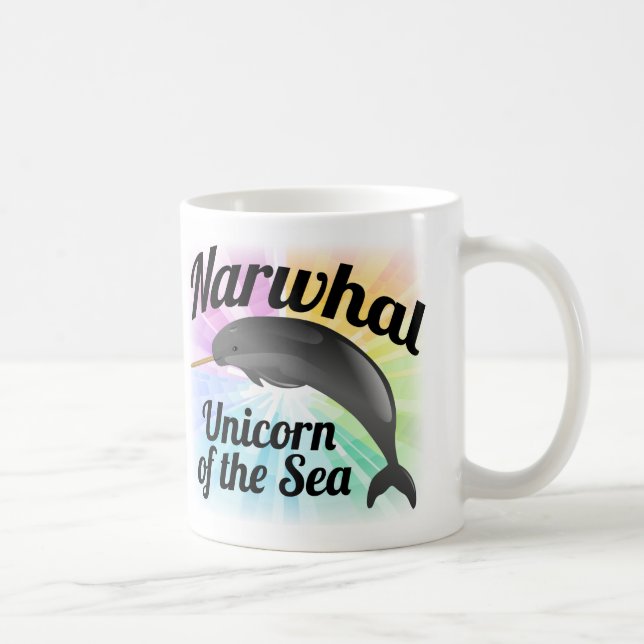Narwhal Unicorn des Meeres, Niedlicher Regenbogen Tasse (Rechts)