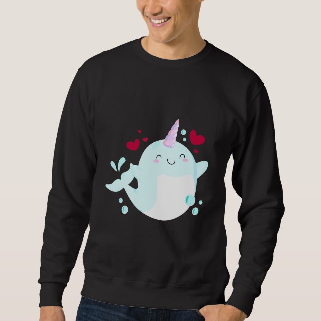 Narwhal Unicorn Liebe Herzlich Willkommen bei den  Sweatshirt (Vorderseite)
