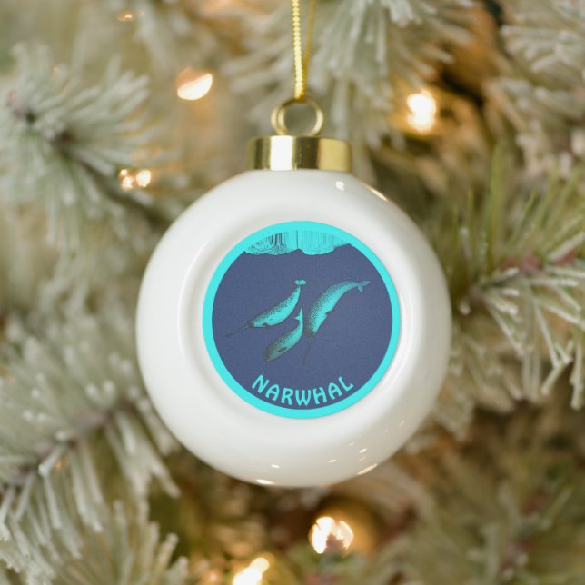 Narwhal unter dem Eis Keramik Kugel-Ornament (Baum)