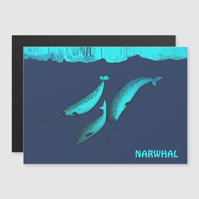Narwhal unter dem Eis Magnetkarte (Vorne/Hinten)