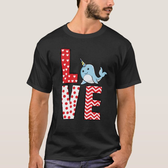 Narwhal Valentines Day Love Valentine Cute Hearts T-Shirt (Vorderseite)