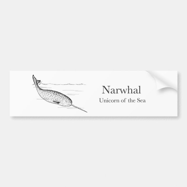 Narwhal Whale Einhorn des Meeres Autoaufkleber (Vorne)