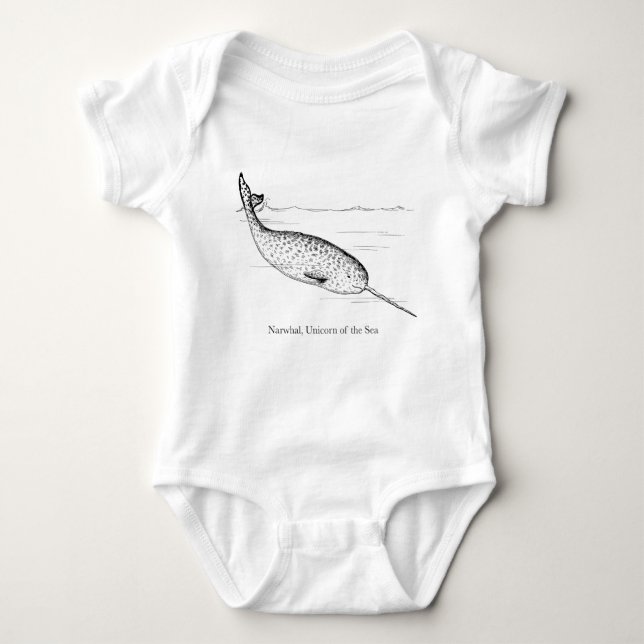 Narwhal Whale Einhorn des Meeres Baby Strampler (Vorderseite)