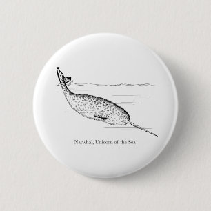 Narwhal Whale Einhorn des Meeres Button