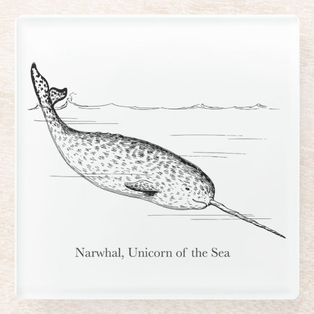 Narwhal Whale Einhorn des Meeres Glasuntersetzer (Vorderseite)