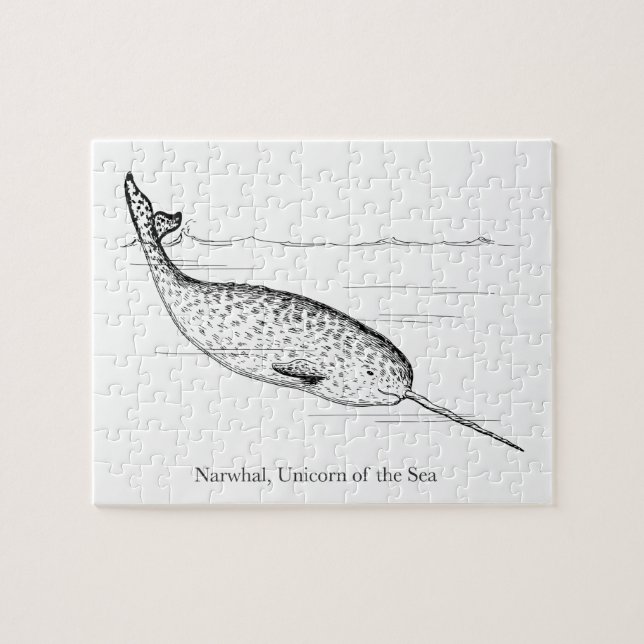 Narwhal Whale Einhorn des Meeres Puzzle (Horizontal)