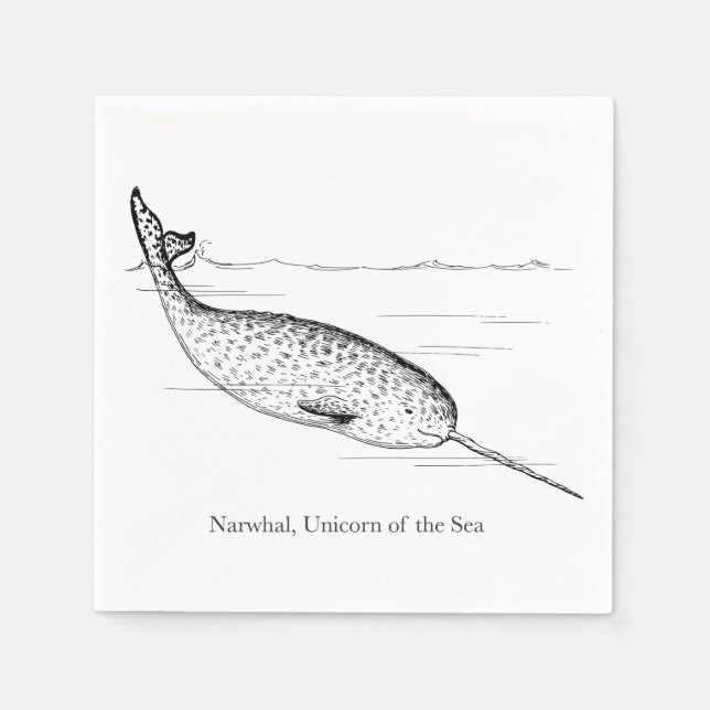 Narwhal Whale Einhorn des Meeres Serviette (Vorderseite)