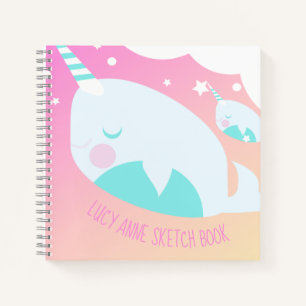 Narwhale Ombre Pastel Rainbow Zeichnend Notizbuch