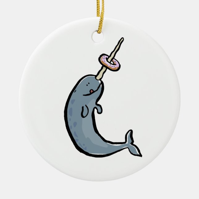 narwhale und Krapfen Keramikornament (Vorne)