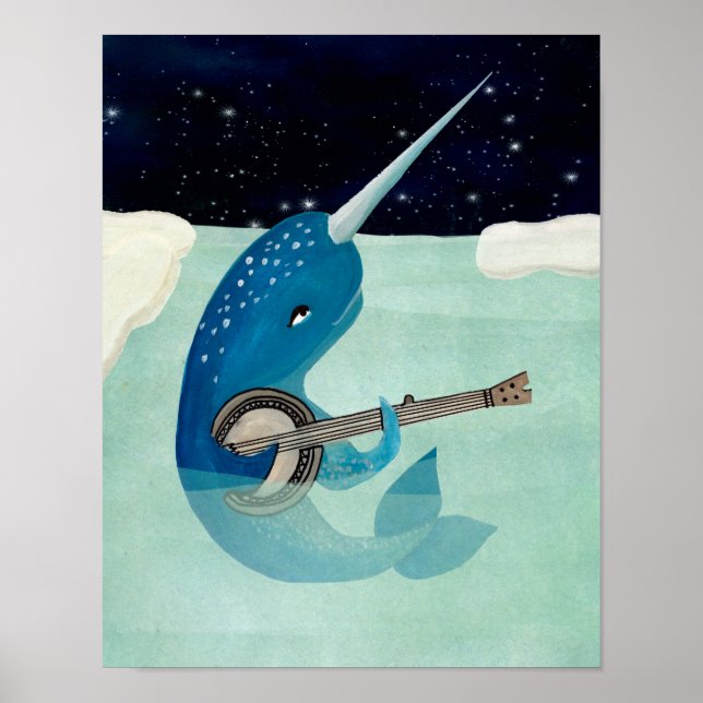 Narwhal's Aquarelle - Narwhal spielt Banjo Poster (Vorne)