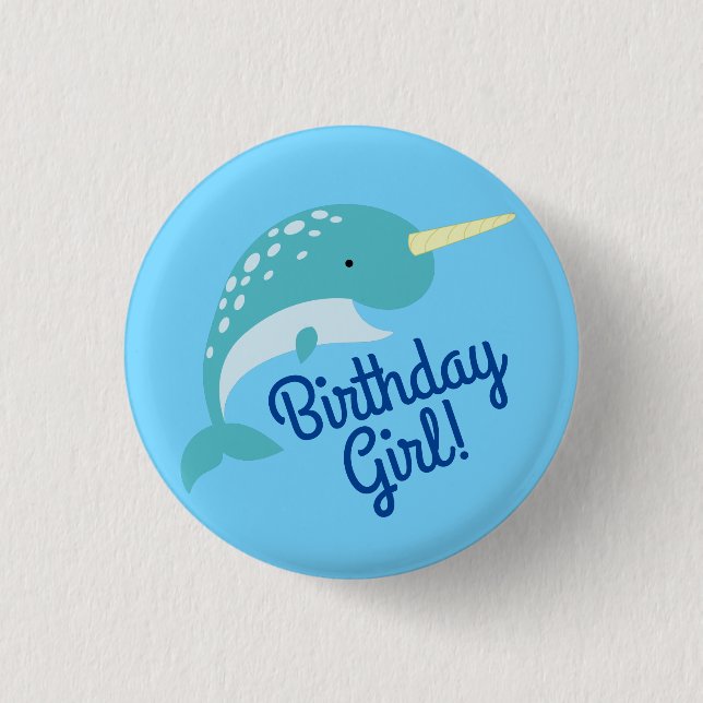 Narwhals Ocean Kid's Geburtstagsparty Button (Vorderseite)