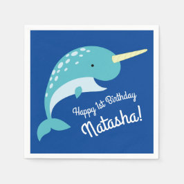 Narwhals Ocean Niedlich 1. Geburtstag Party Thema Serviette
