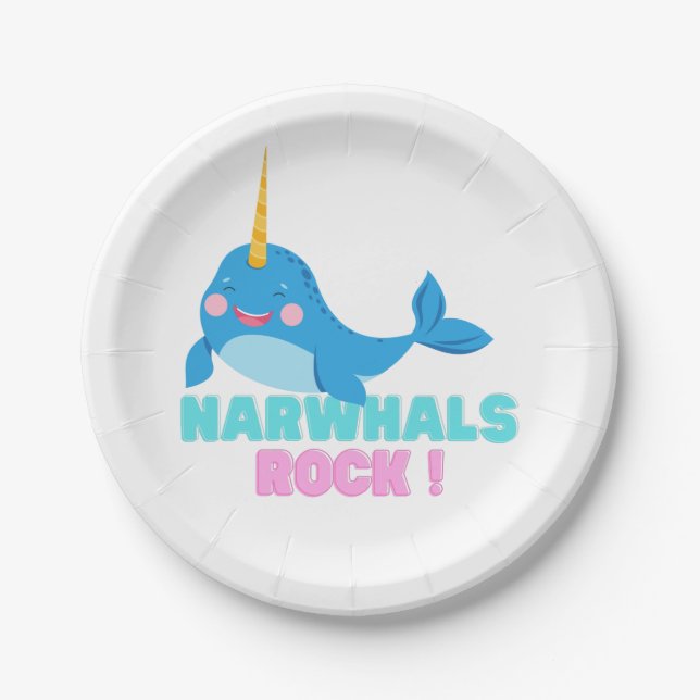 Narwhals Rock! Pappteller (Vorderseite)