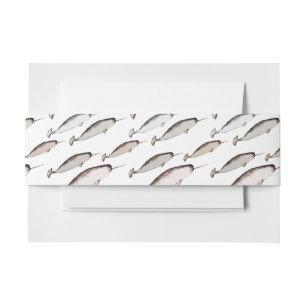 Narwhals Swim - Narwhal Pattern Whale Lover Gesche Einladungsbanderole
