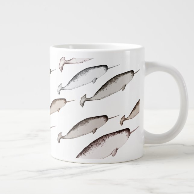 Narwhals Swim - Narwhal Pattern Whale Lover Gesche Jumbo-Tasse (Rechts)