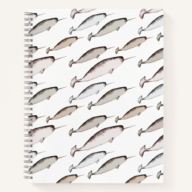 Narwhals Swim - Narwhal Pattern Whale Lover Gesche Notizbuch (Vorderseite)