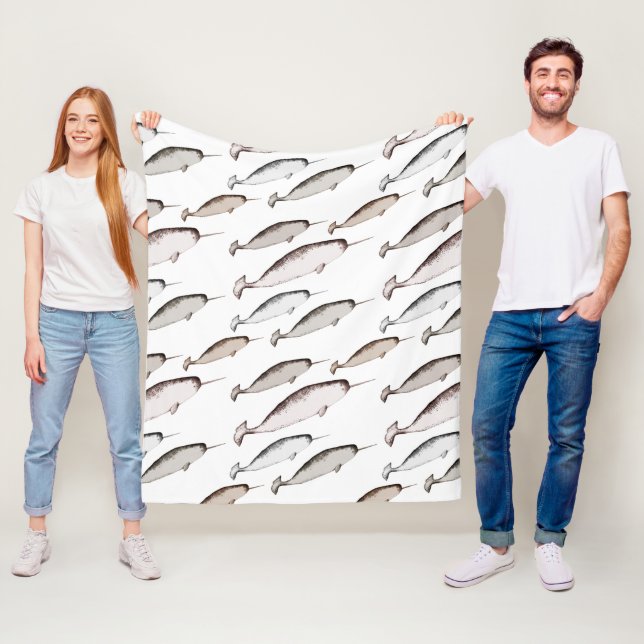 Narwhals Swim - Narwhal Whale Pattern Geschenk Fleecedecke (Beispiel)